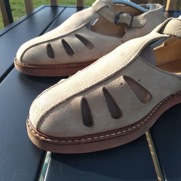 Men's Vintages Roots Leather Shoes, Sandals, Size 10.5D, Light Tan / Nude - Picture 2 of 13